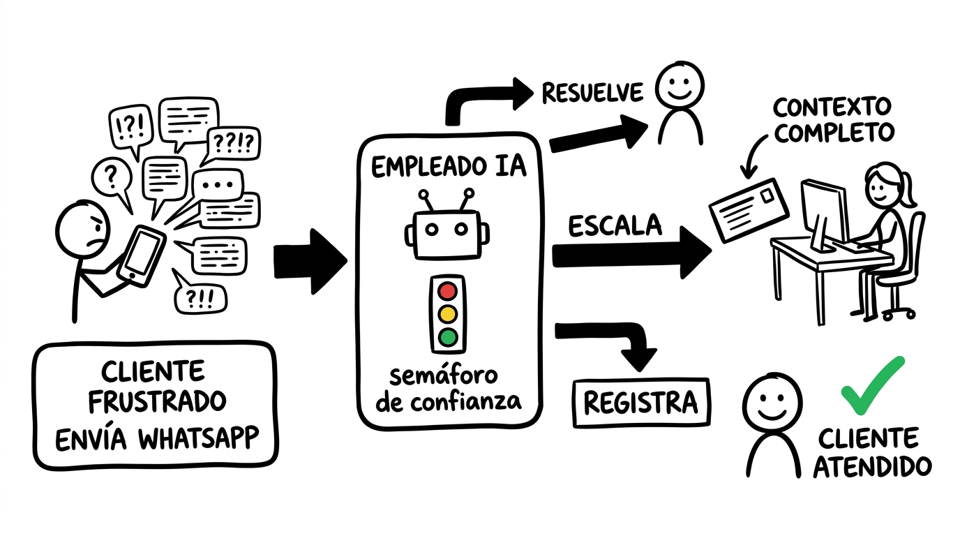Handoff humano en chatbot de WhatsApp: arquitectura para no perder clientes